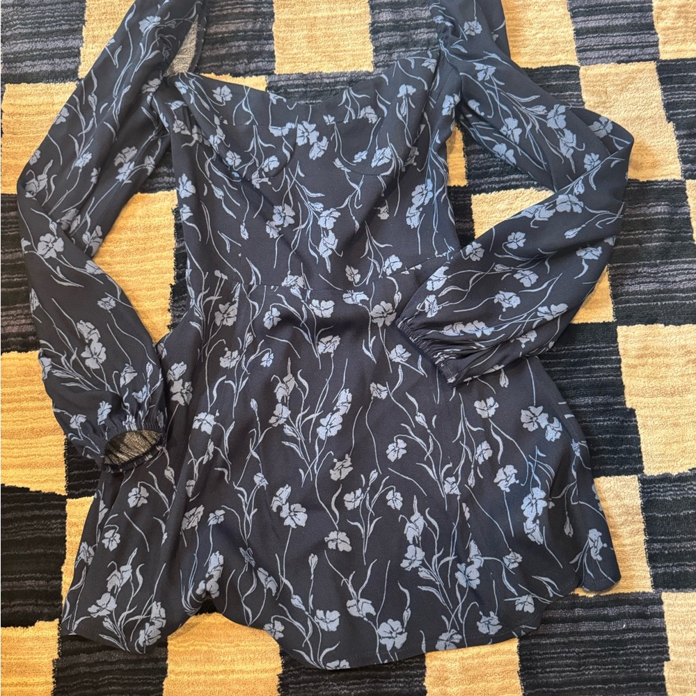 Reformation Navy Floral Dress
